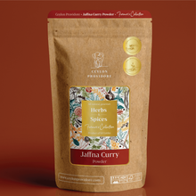 Load image into Gallery viewer, Buy Jaffna Curry Powder online at www.ceylonprovidore.com. Sourced ethically, freshly manufactured and packaged in eco- friendly bags. Front View of the Bag. Back view of the bag.
