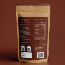 Load image into Gallery viewer, Nutritional value facts of Sri Lankan Whole Nutmeg in a biodegradable compostable stand up pouch
